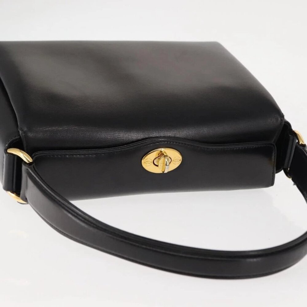 GUCCI Interlocking Hand Bag Leather Black Gold Auth fm4894 - Picture 7 of 16